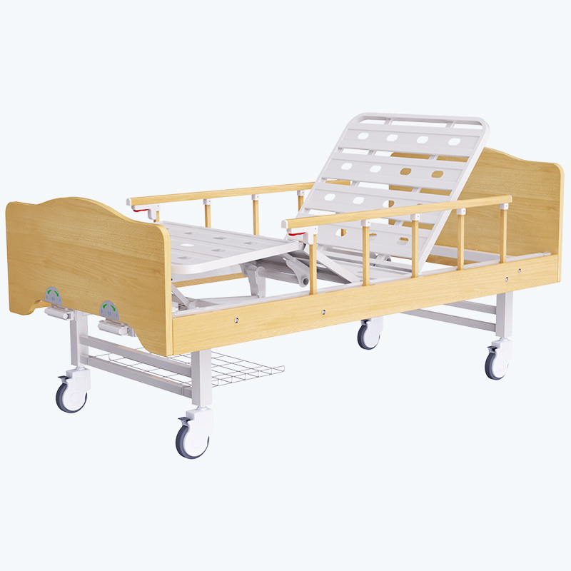 Cama de cuidado al paciente manual de tres pliegues CM-MNB-02 con ruedas silenciosas