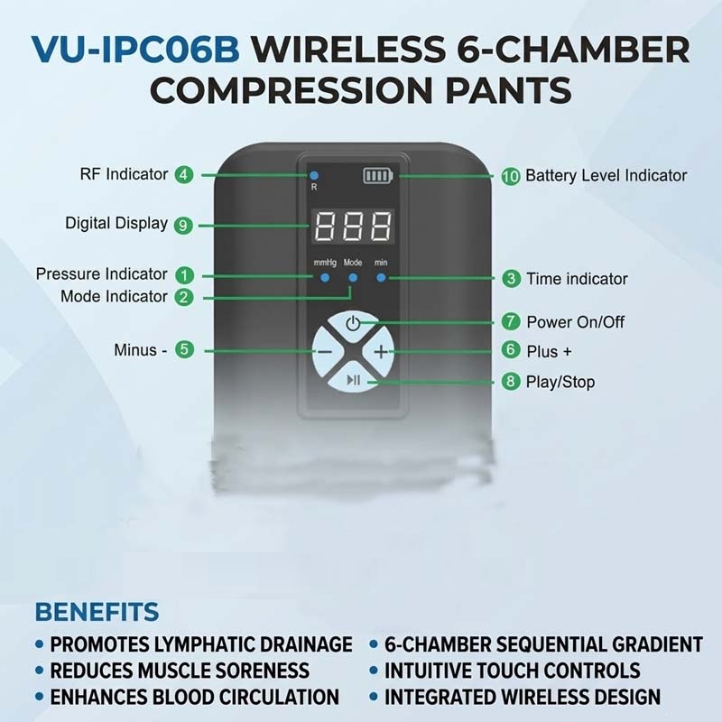 vu ipc06b wireless 6 chamber air compression massage pants for leg swelling relief-6