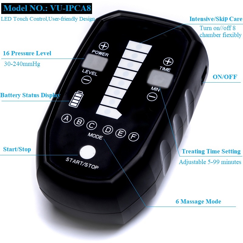 VU-IPCA8 8 Chamber Rechargeable Leg Compression Massager for DVT Prevention