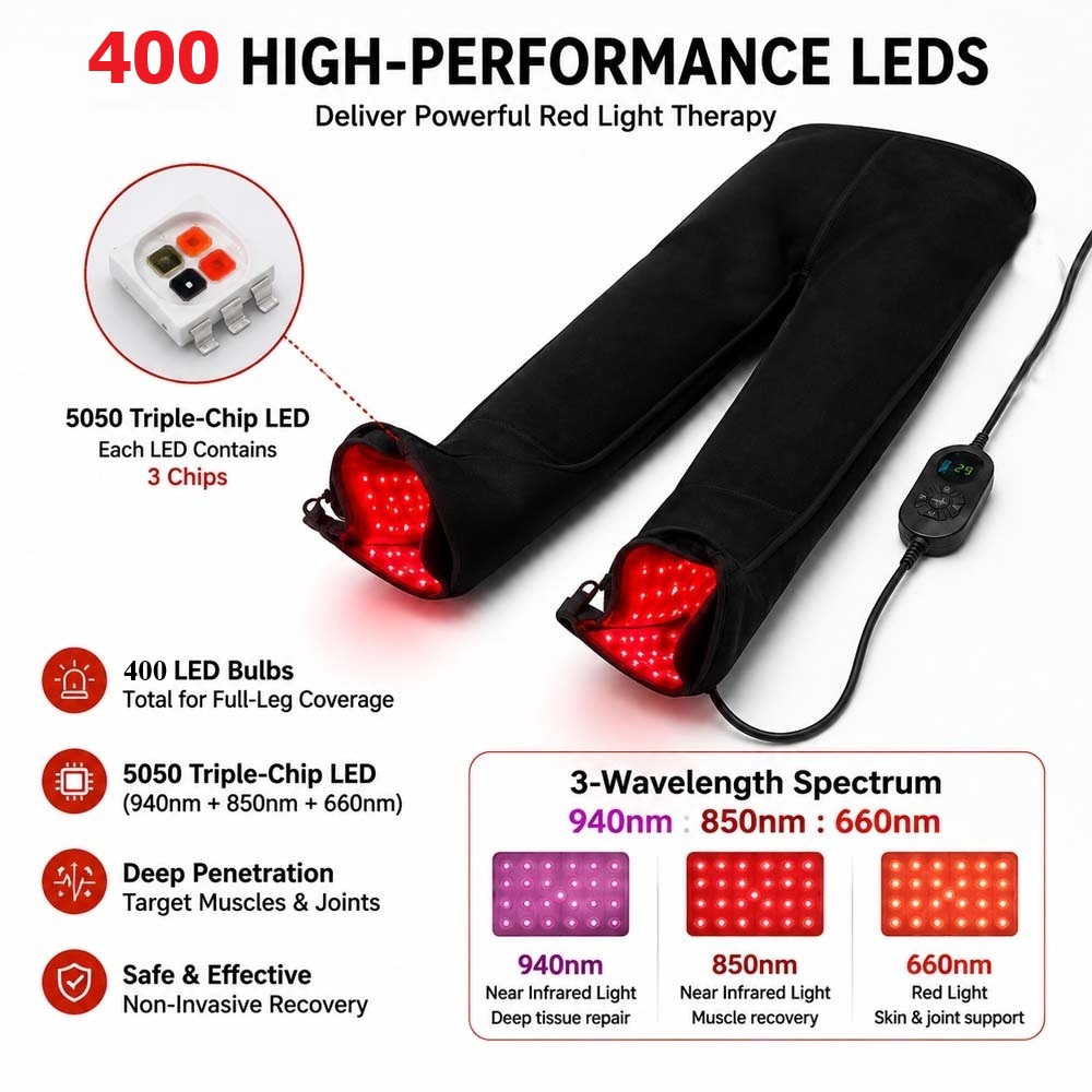 400LEDs Professional Red Light & Near-Infrared Therapy Pants with Smart Controller
