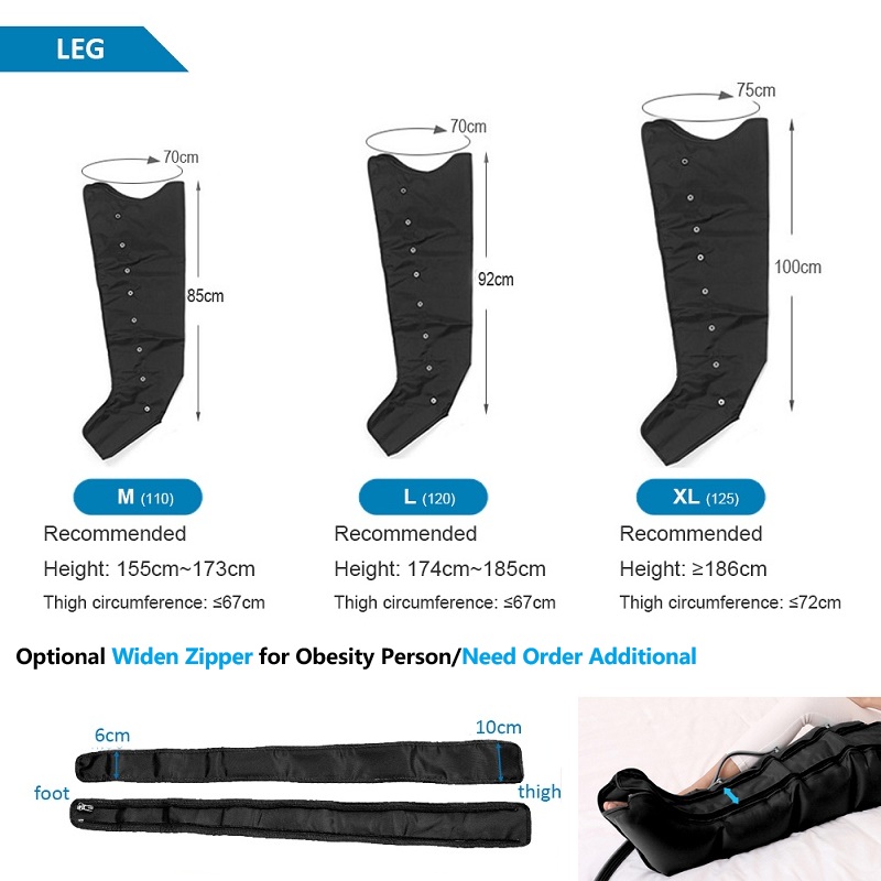 Botas neumáticas de compresión de 8 cámaras VU-IPC06, sistema de terapia de compresión para piernas