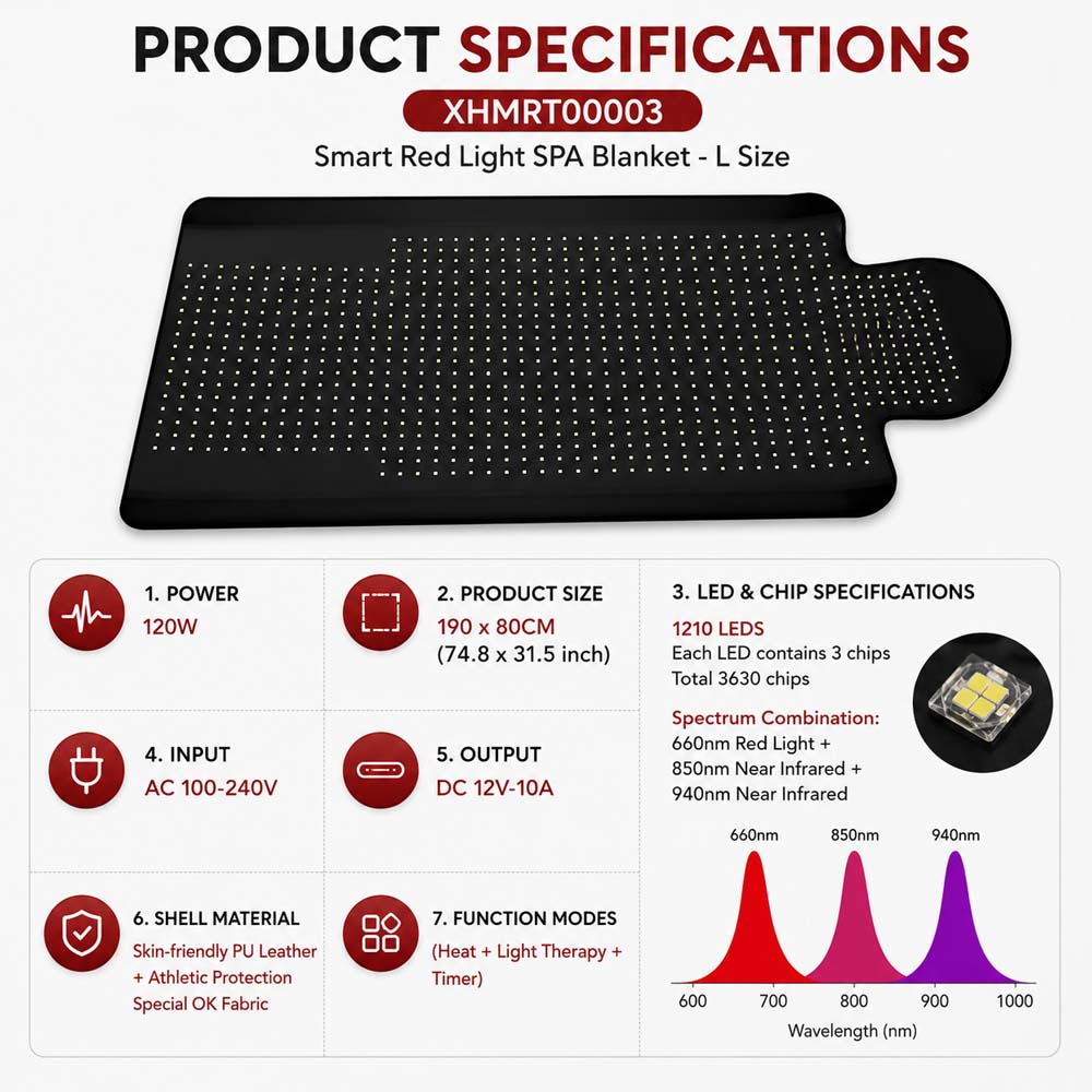 XHMRT00003 Smart Red Light SPA Blanket for Full-Body Light Therapy