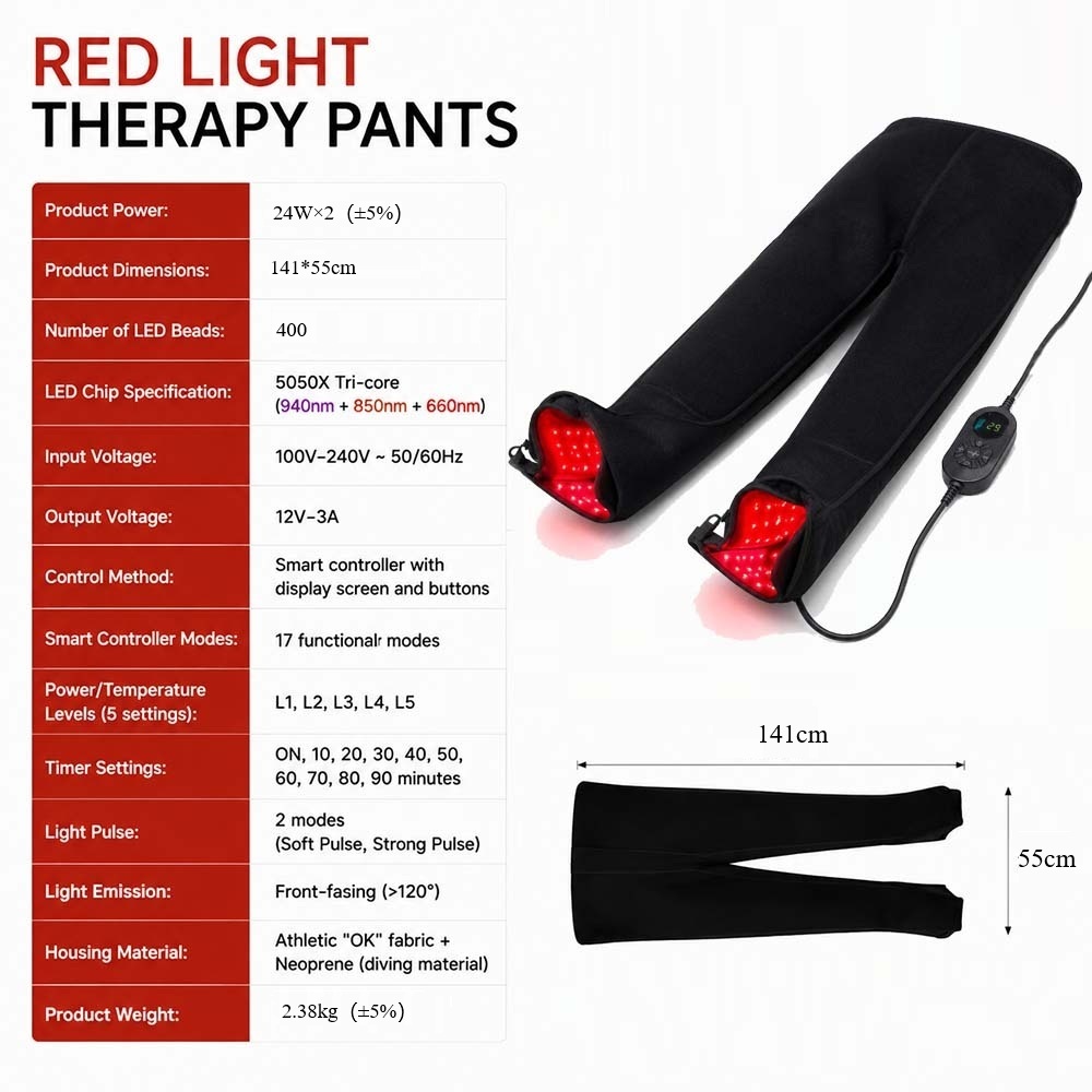 400LEDs Professional Red Light & Near-Infrared Therapy Pants with Smart Controller