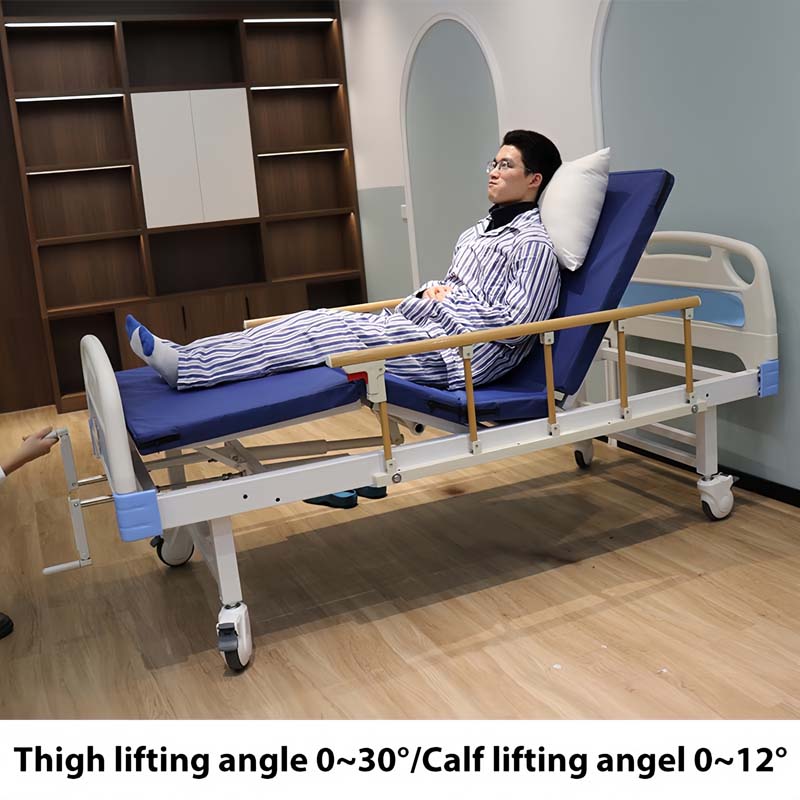 Cama hospitalaria manual de dos funciones CM-MHB-02 con barandillas plegables