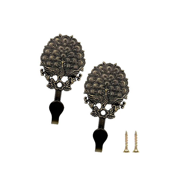Wejoy Peacock Wall Hook Zinc Alloy Suspension Type Hook for Curtain Coat Hat Towel Decorative Plating Finish
