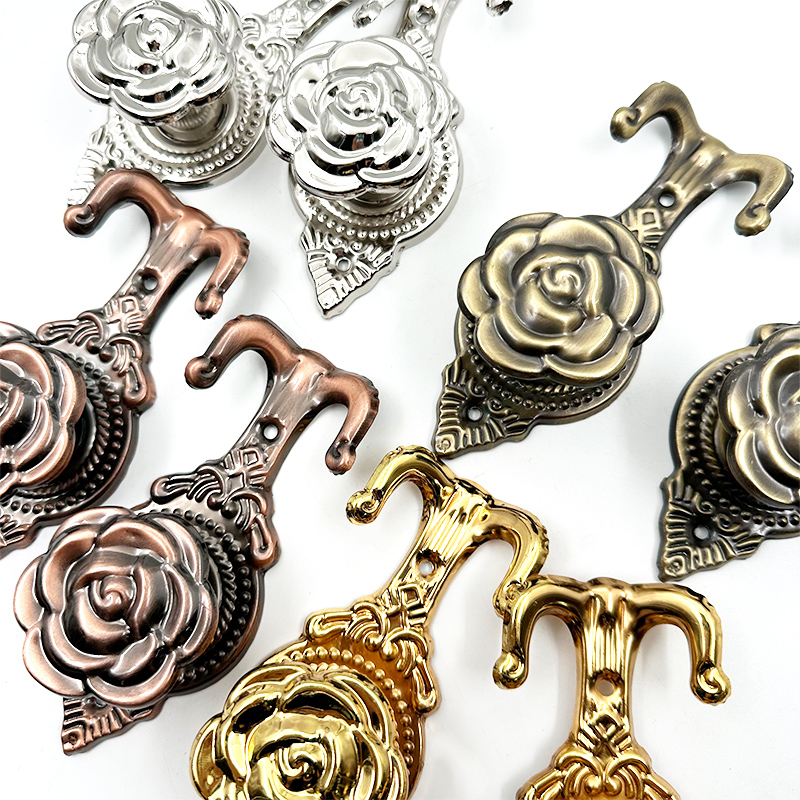 Wejoy Curtain Accessories Alloy Iron Subshrubby Peony Flower Curtain Hook with Screws