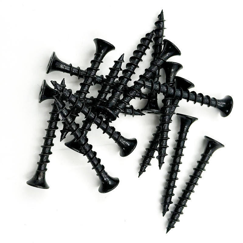 Wejoy M8 x 38mm Black Drywall Screws Phillips Flat Head Countersunk Bugle Coarse Thread Self Tapping Screws Carbon Steel Black Phosphate Fasteners for Furniture Wood Stud
