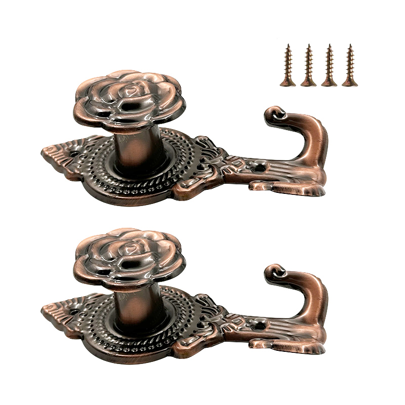 Wejoy Curtain Accessories Alloy Iron Subshrubby Peony Flower Curtain Hook with Screws