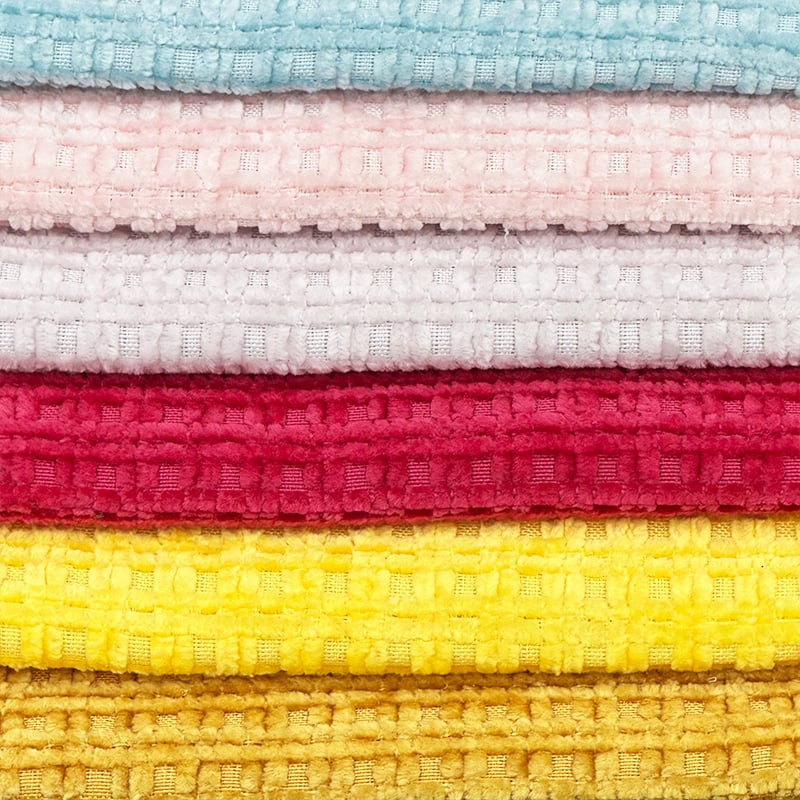 Wejoy Colorful 260gsm Single Side Checkered Ripstop Pattern Chenille for Furniture Sofa Cover