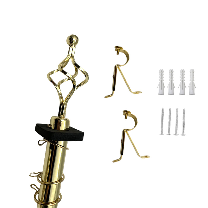 Wejoy Furniture Accessories 1-2 Meter Length Single Double Pole Electroplated Gold Roman Pole Curtain Rod