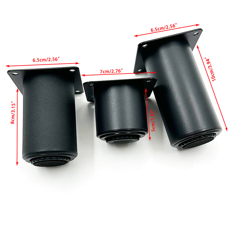 Wejoy 5cm・8cm・10cm マットブラックステンレス鋼製調節式金属テーブル脚