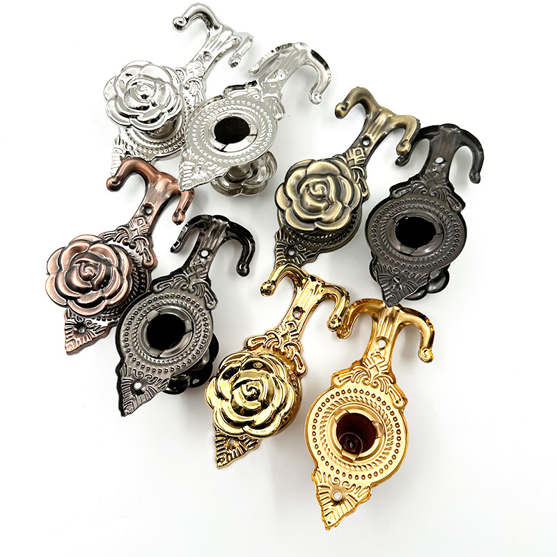 Wejoy Curtain Accessories Alloy Iron Subshrubby Peony Flower Curtain Hook with Screws