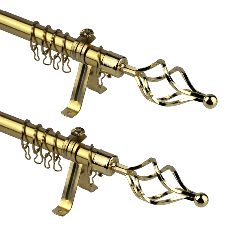 Wejoy Furniture Accessories 1-2 Meter Length Single Double Pole Electroplated Gold Roman Pole Curtain Rod