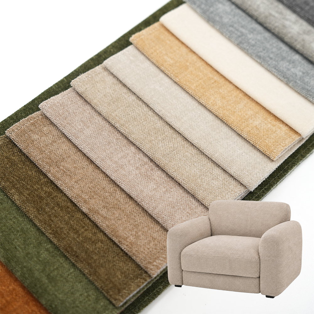 Tejido para tapicería Wejoy de 350 g/m², 100 % poliéster, tipo chenilla, para muebles de sofá | Tejido suave y transpirable con respaldo de terciopelo blanco, ancho de 142 cm | Proveedor mayorista, OEM