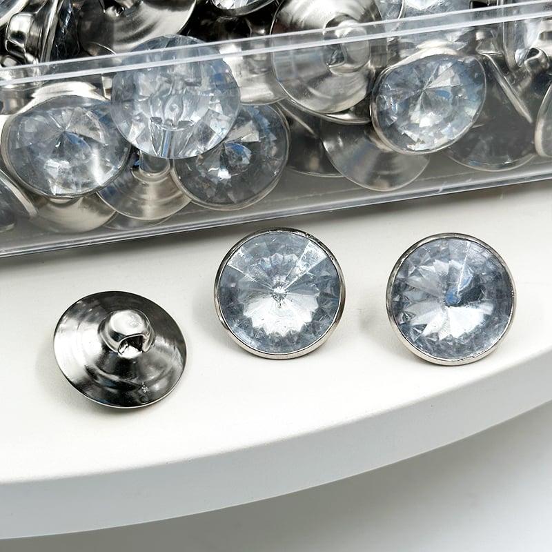 Accessori per divani Wejoy: pulsante in cristallo con bordo satellitare trasparente in lega di zinco da 20 mm