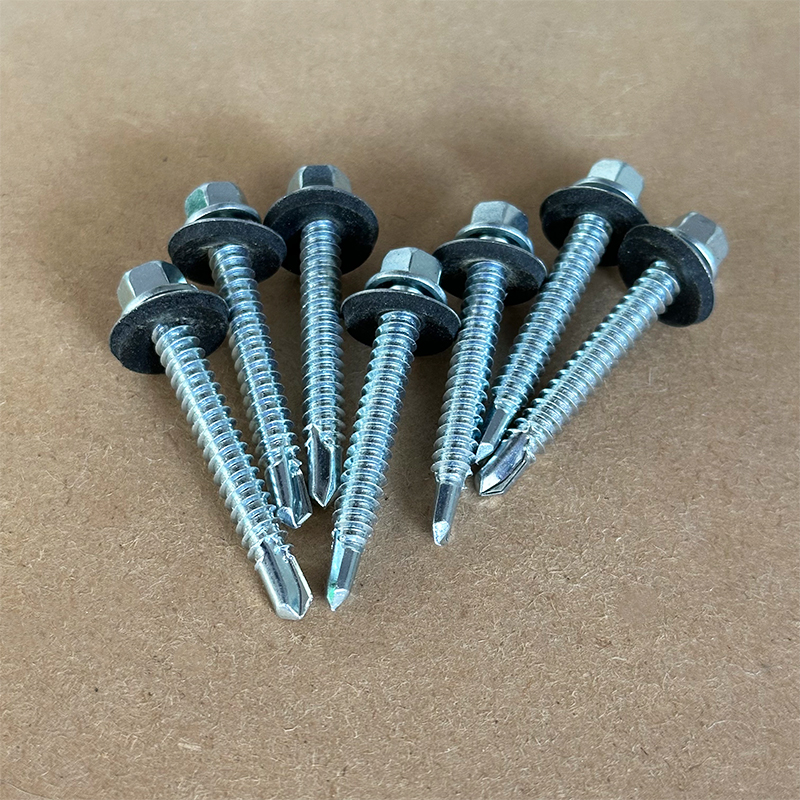 Tua vít khoan tự động Wejoy đầu lục giác có gờ, bề mặt mạ kẽm, tua vít bắt ren tự khoan kiểu chữ V, tua vít đầu lục giác có đệm, kèm vòng đệm EPDM, dùng cho mái thép, xây dựng kim loại và lắp đặt tấm pin năng lượng mặt trời