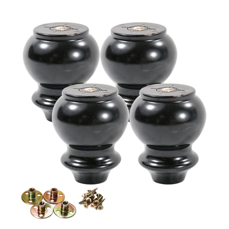 Wejoy Rivenditore Parti per Sedie Mobili Gamba per Letto in Legno Nero Altezza 10 cm