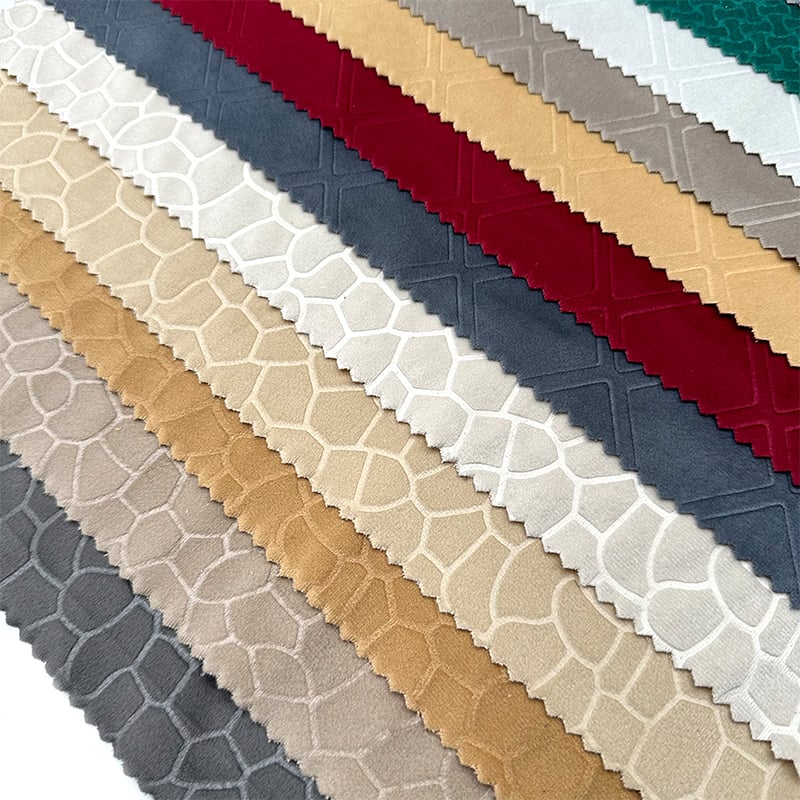 Wejoy（ウェジョイ）230gsm ポリエステル製プリントエンボスベルベット生地 ソファクッション・ upholstery（張り地）・カーテン・ドレープ・家具用素材・装飾用パターン柄ソフトプラッシュ・耐久性抜群のホームデコレーション用生地（メートル売り）