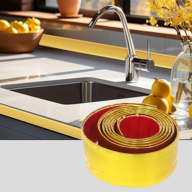 Wejoy, un rotolo da 10 cm in PVC dorato, striscia decorativa con colla trasparente