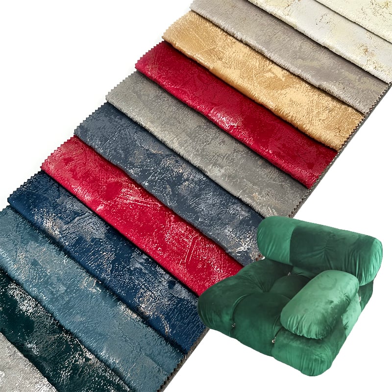 ウェイジョイ 320gsm 100％ポリエステル箔押し加工接着剤プレスベルベット生地・ upholstery用（ソファ、クッションカバー、家具材、装飾用）・金属光沢・柔らかくふわふわした高耐久素材・メートル売り