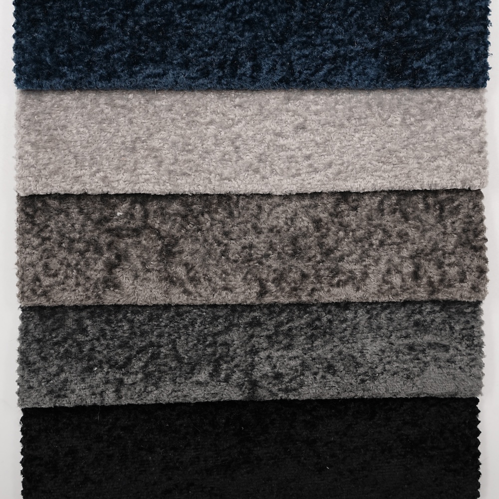 Wejoy Grossist 270 g/m² 100 % polyester isblomst-fleece-sammet møbelstof til sofaer fra producent – høj holdbarhed, blød og luksusartet struktur, præget mønster, trend til 2026 – varme, neutrale jordtoner i beige, oliv og rust – tilpasset efter behov
