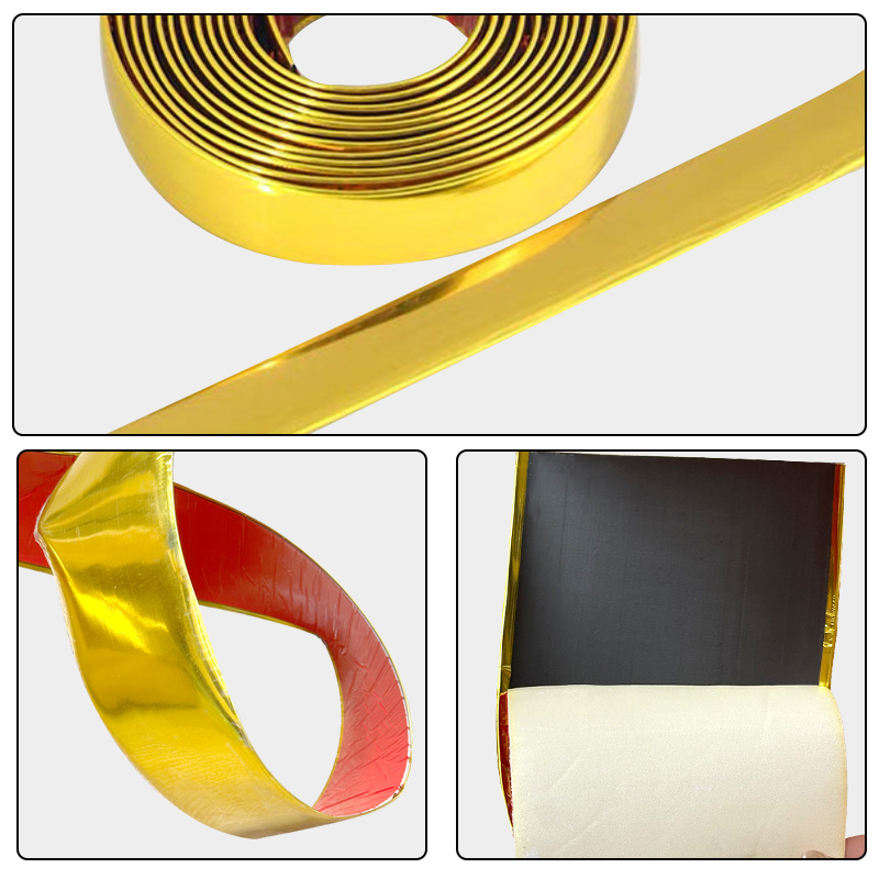 Wejoy 10cm Goue Een Rol Pvc Versierlike Strepie Randbekleding met Deursigtige Lym
