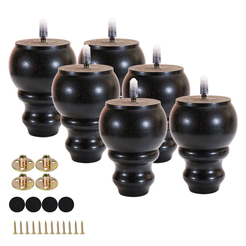 Wejoy Parti per Mobili da Camera da Letto Gamba in Legno Fumigato Altezza 13 cm per Tavolo da Camera