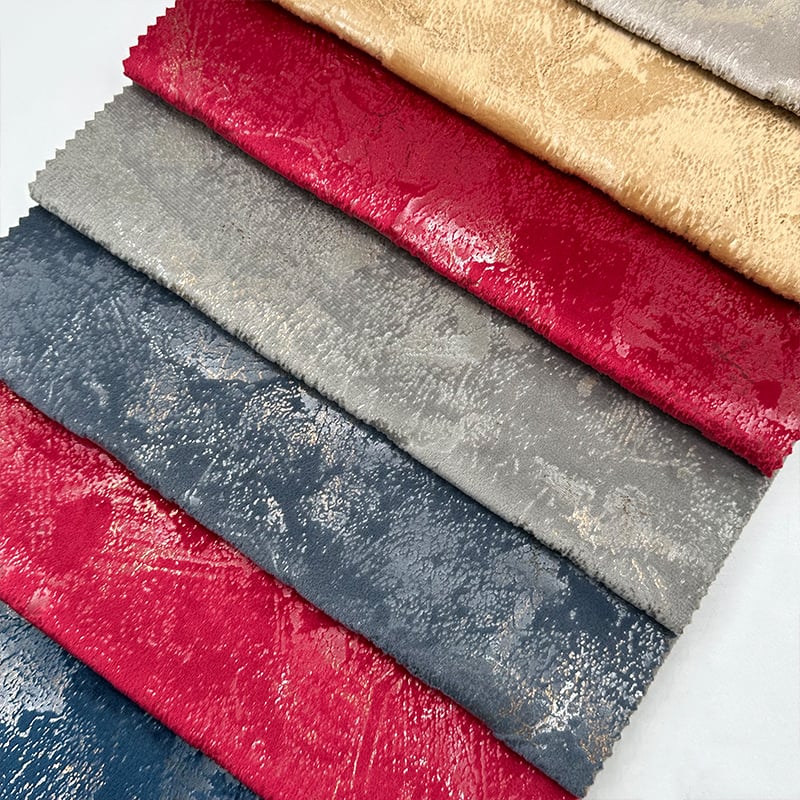 Wejoy 320gsm 100% Polyester Foil Stamping Glue Pressing Velvet Fabric Upholstery Sofa Cushion Cover Furniture Material Decorative Metallic Shine Soft Plush Heavy Duty By Meter