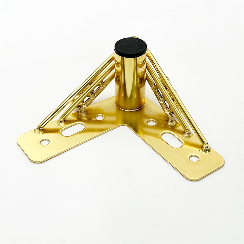 Wejoy Customized 6cm Height Gold Triangle Metal Iron Sofa Corner Legs with Steel Ball