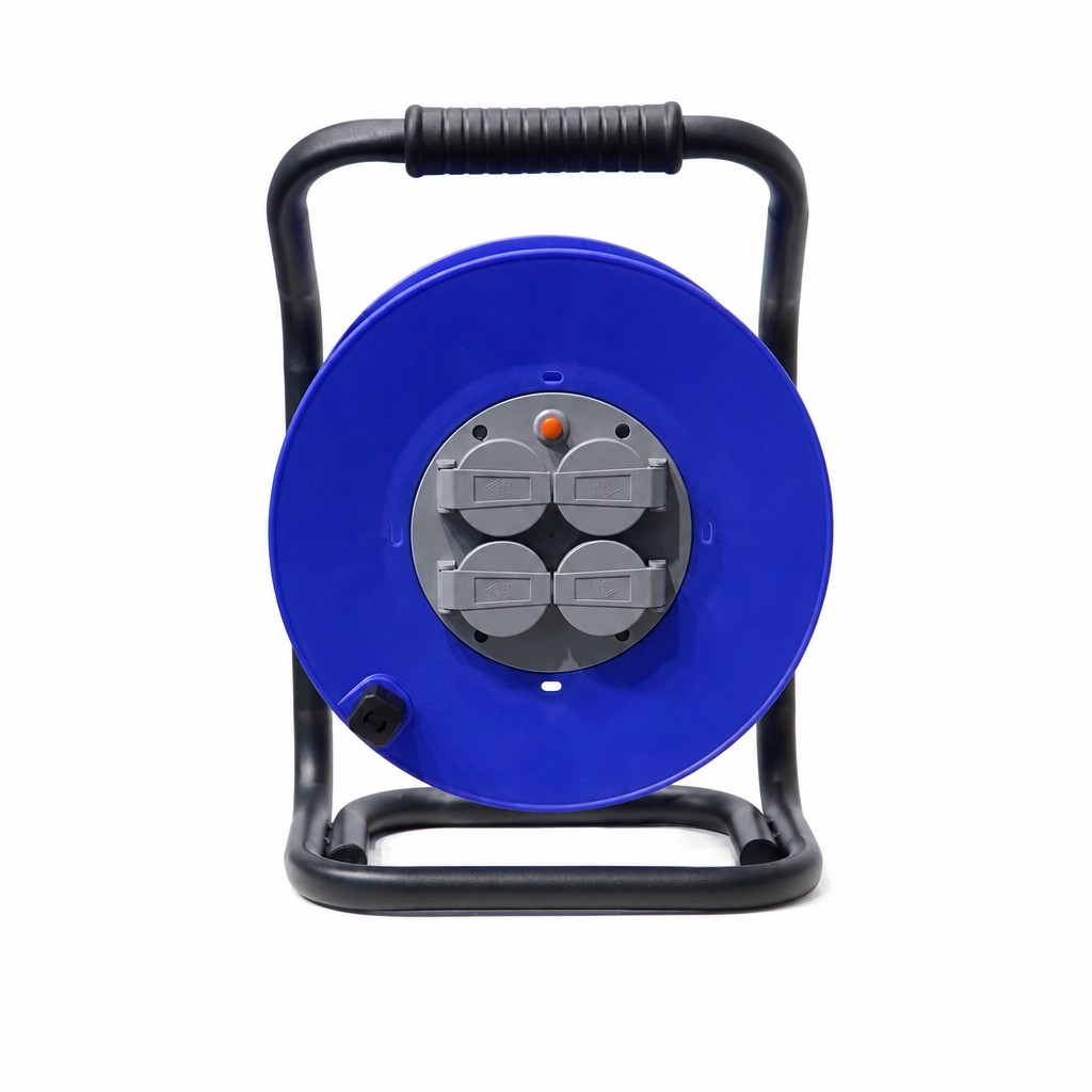 4 Way IP44 Plastic Cable Reel with EU Sockets