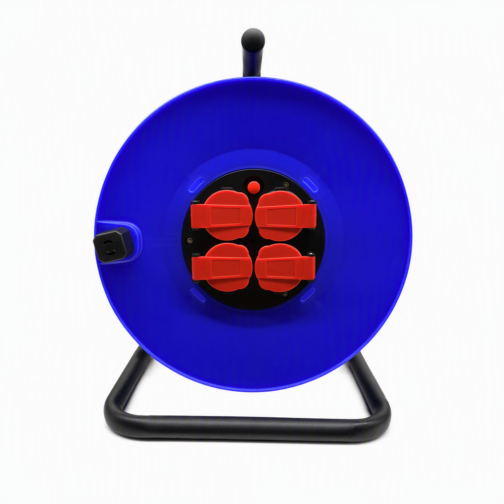 carrete de cable Schuko IP44 de 4 vías, carrete de alargador resistente con protección contra sobrecarga