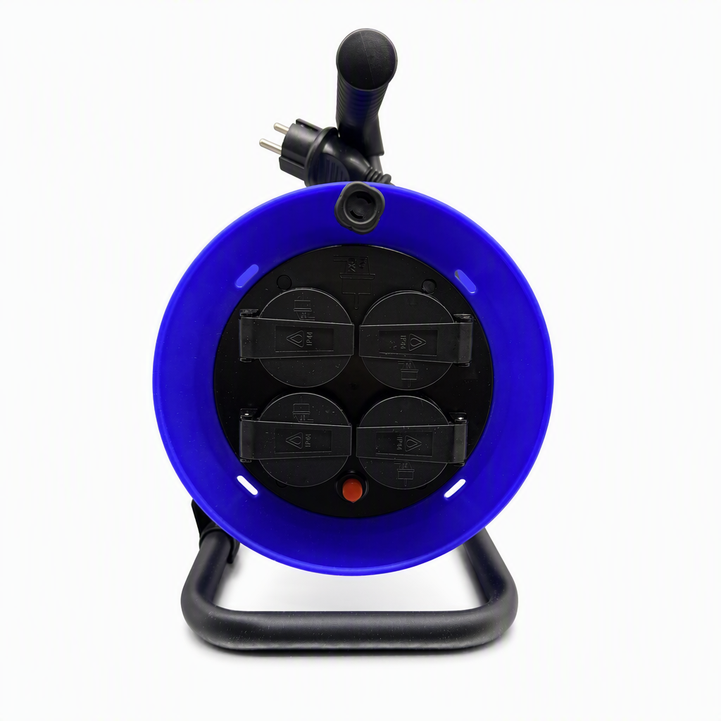 4 Way EU IP44 Plastic Cable Reel