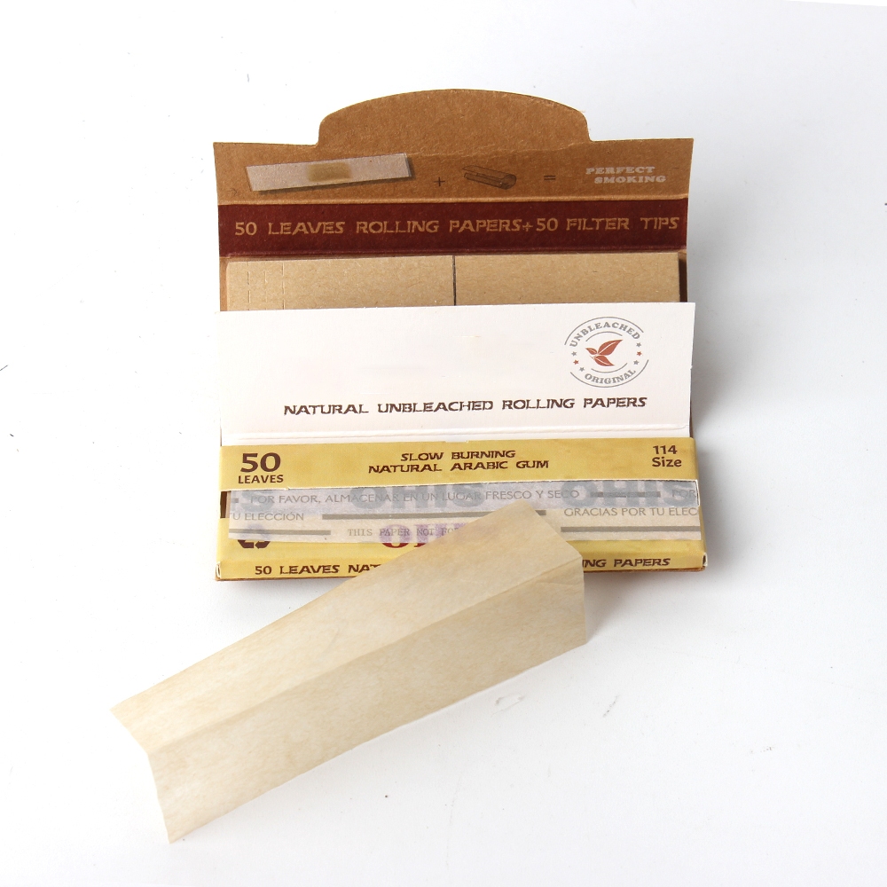Organic Natural Slow Burn Custom Rolling Paper 3 in 1 Kit: Rolling Papers, Filter Tips, Herb Grinder with Custom Design Storage Box