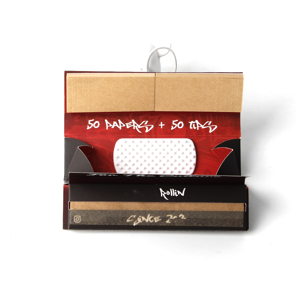 3 in 1 Organic Natural Slow Burn Rolling Paper Set – Custom Designed Booklet with Filter Tips, Herb Grinder & Gift Box Package