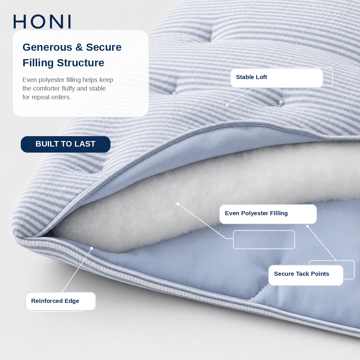 125gsm Fine Crinkle Stripe Seersucker &95gsm Washed Dyed Comforter-3-Piece Bedding Set (B2B Ready)