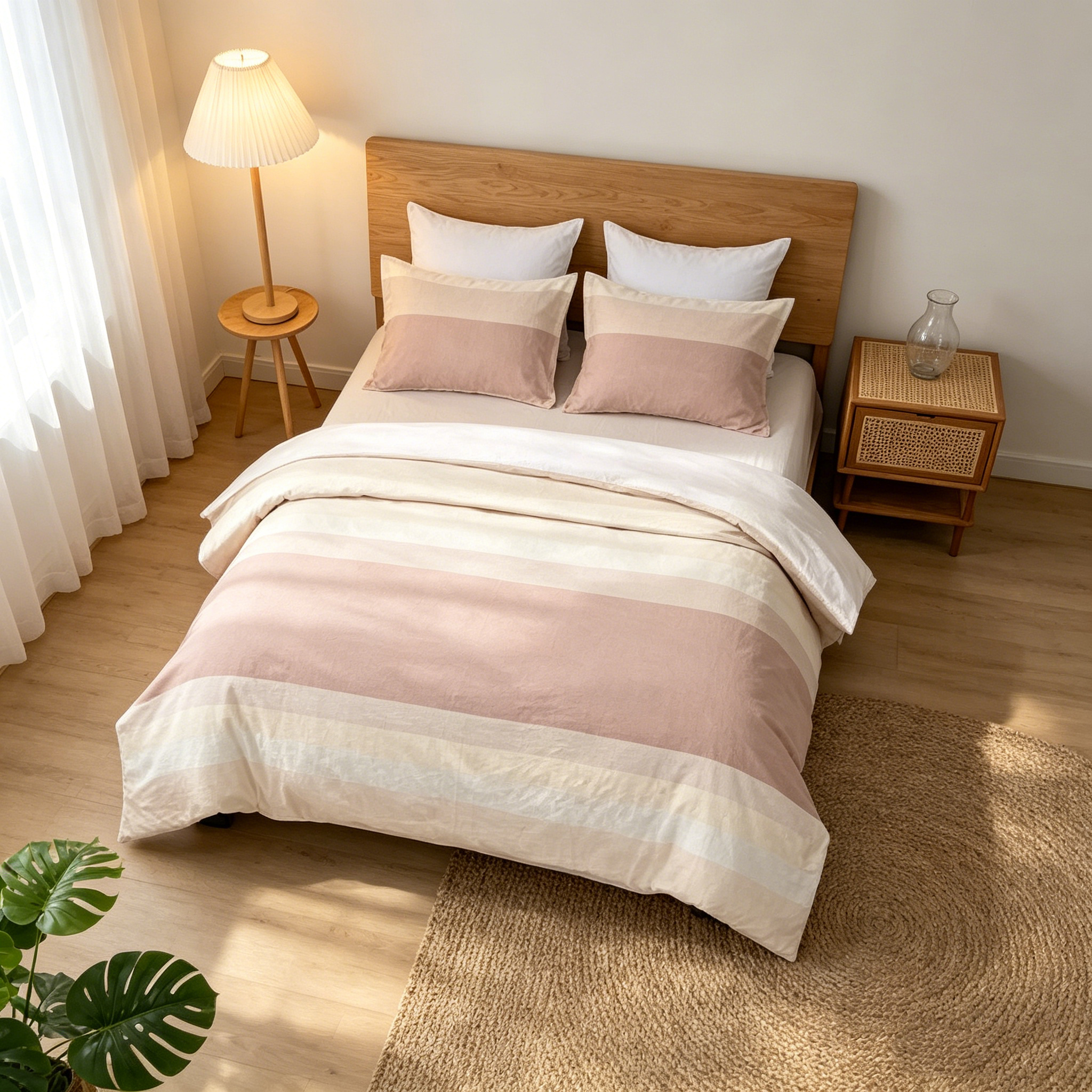 100% Cotton Yarn-Dyed Jacquard Duvet Cover Set – 3Pcs, Breathable, Reversible & Elegant Texture