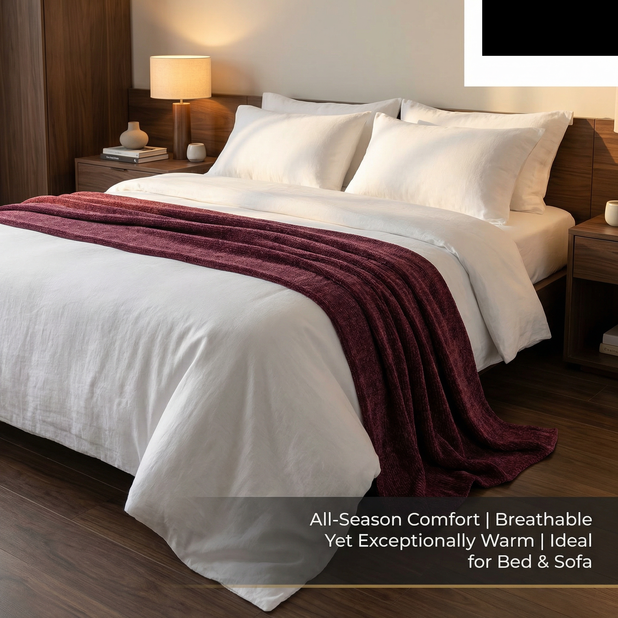 420gsm Luxury Chenille Composite Dyed Blanket–Queen Size 90