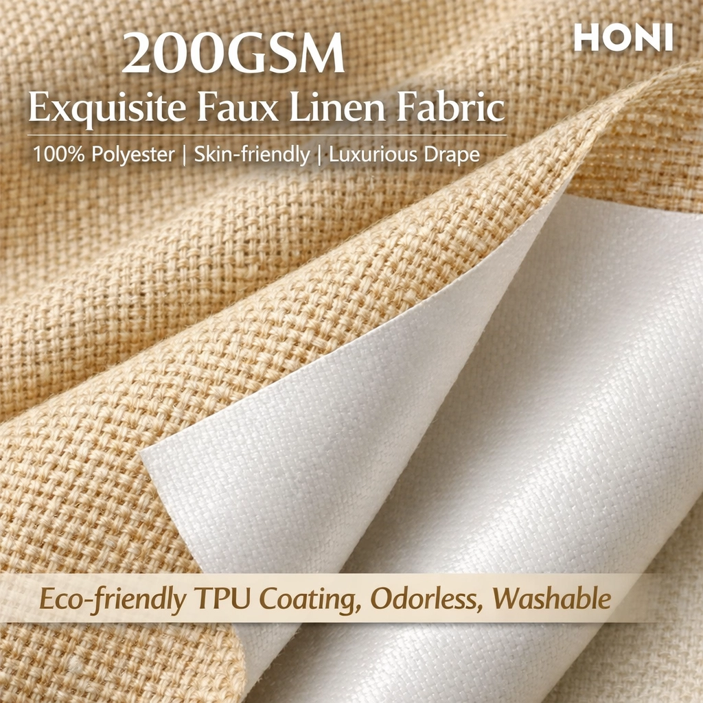 HONI 130 GSM Black Silk Blackout Curtains – Natural Earth Tone | Eco-Friendly & Serene Living
