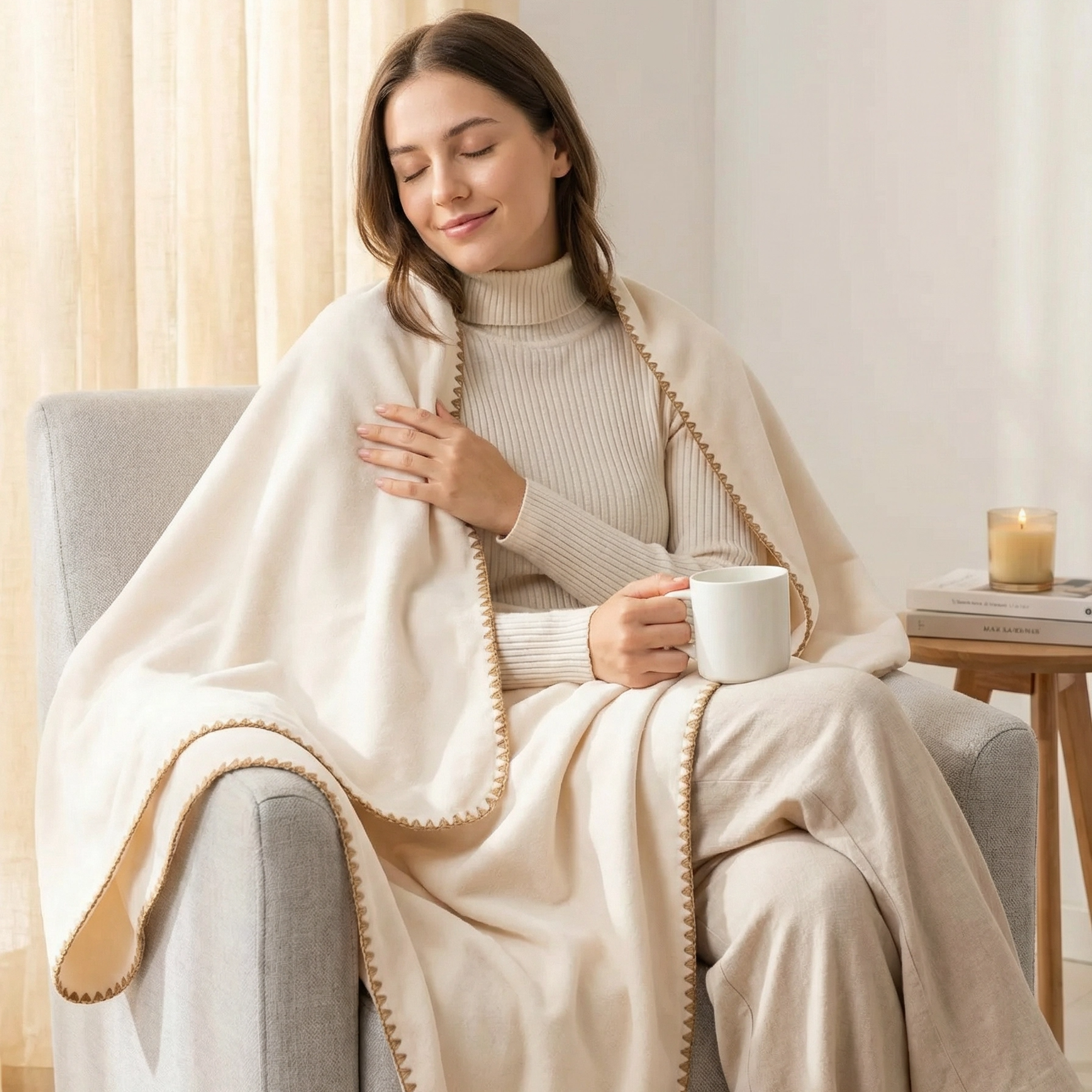 460gsm Penguin Velvet Printed Blanket–100% Polyester Ultra-Soft Plush with Golden Zigzag Edge Stitch
