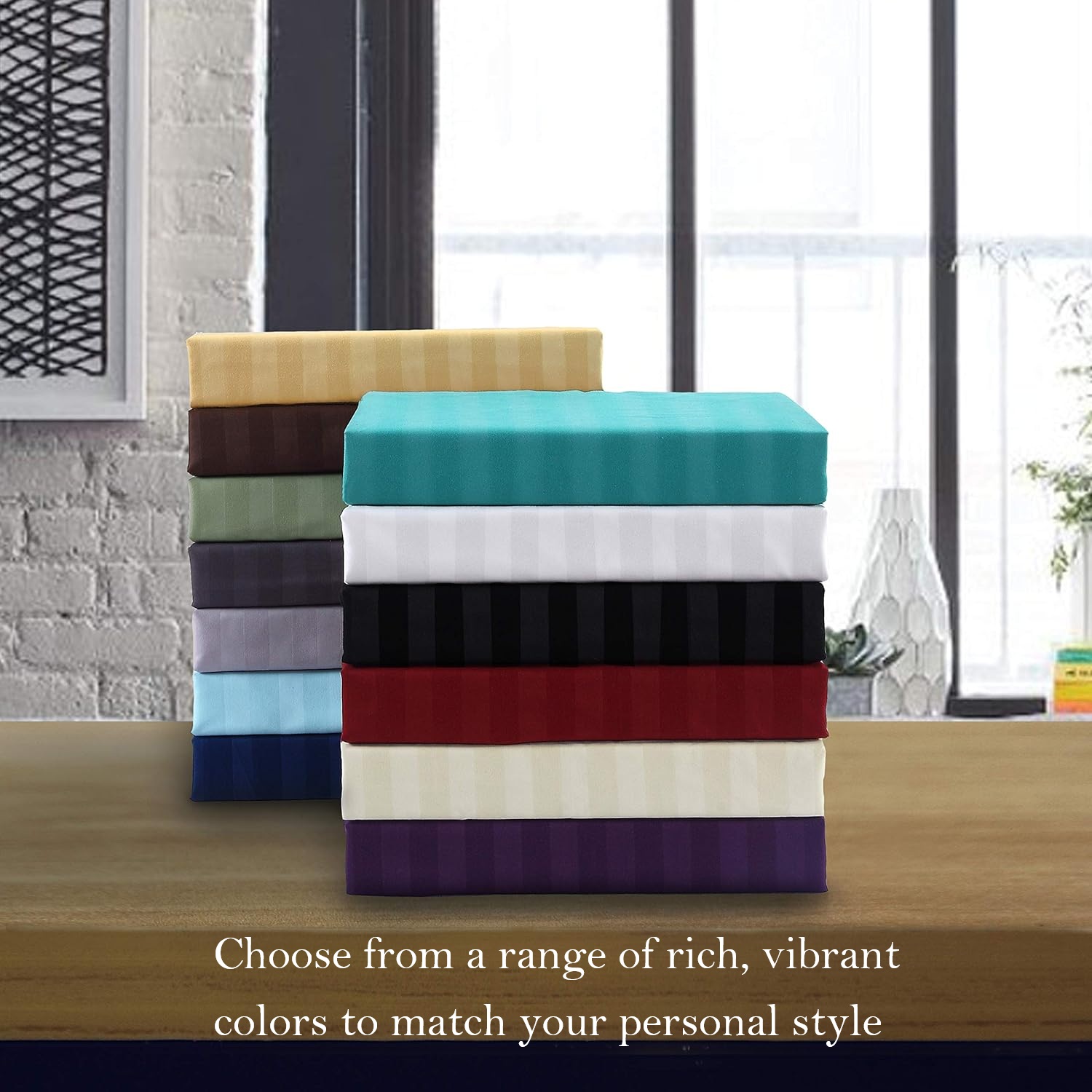 HONI 340TC 100% Cotton Satin Stripe Sheet Set– Deep Pocket 35cm, Hotel Quality, OEKO-TEX® Certified