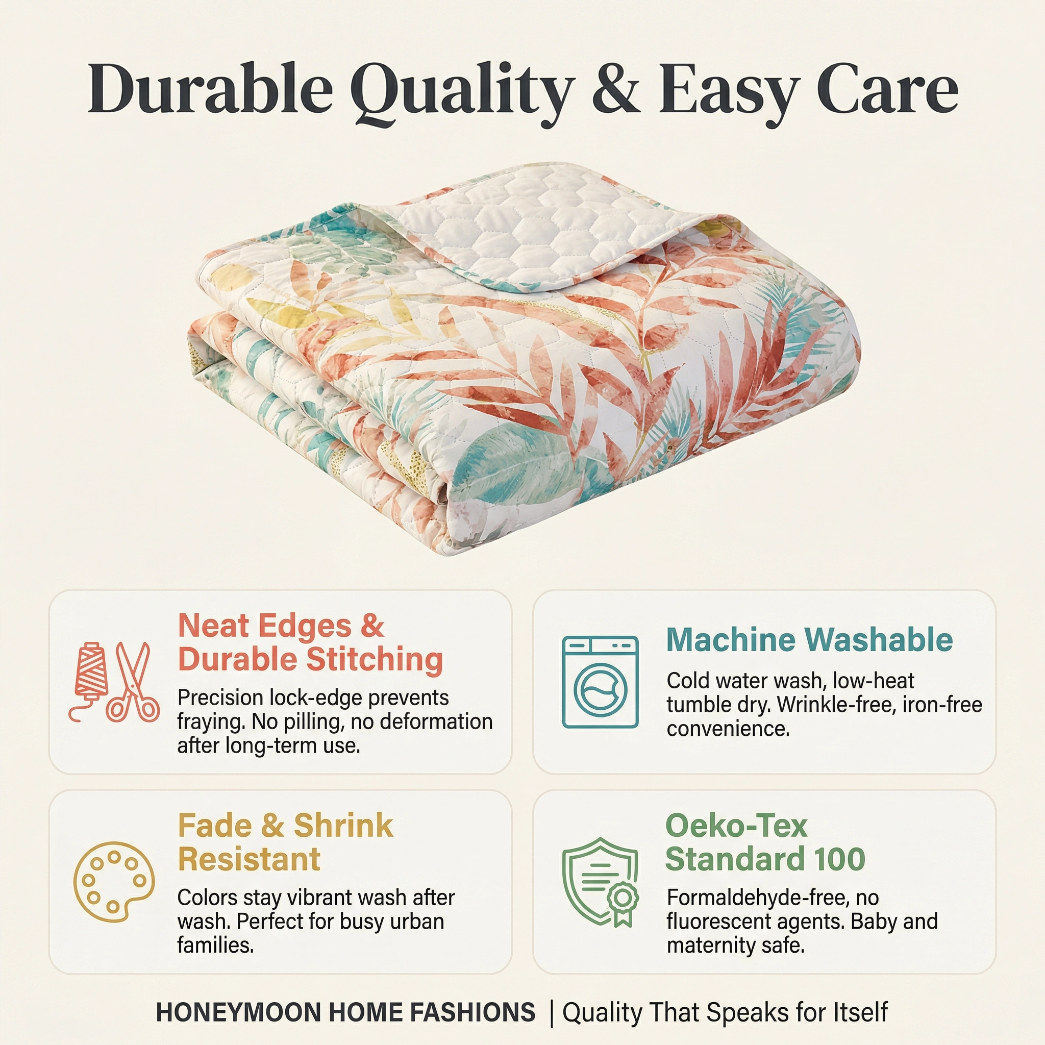 80gsm Printed Quilt – Maple Whispering Leaves | Ultra-Soft Microfiber | Oeko-Tex Certified