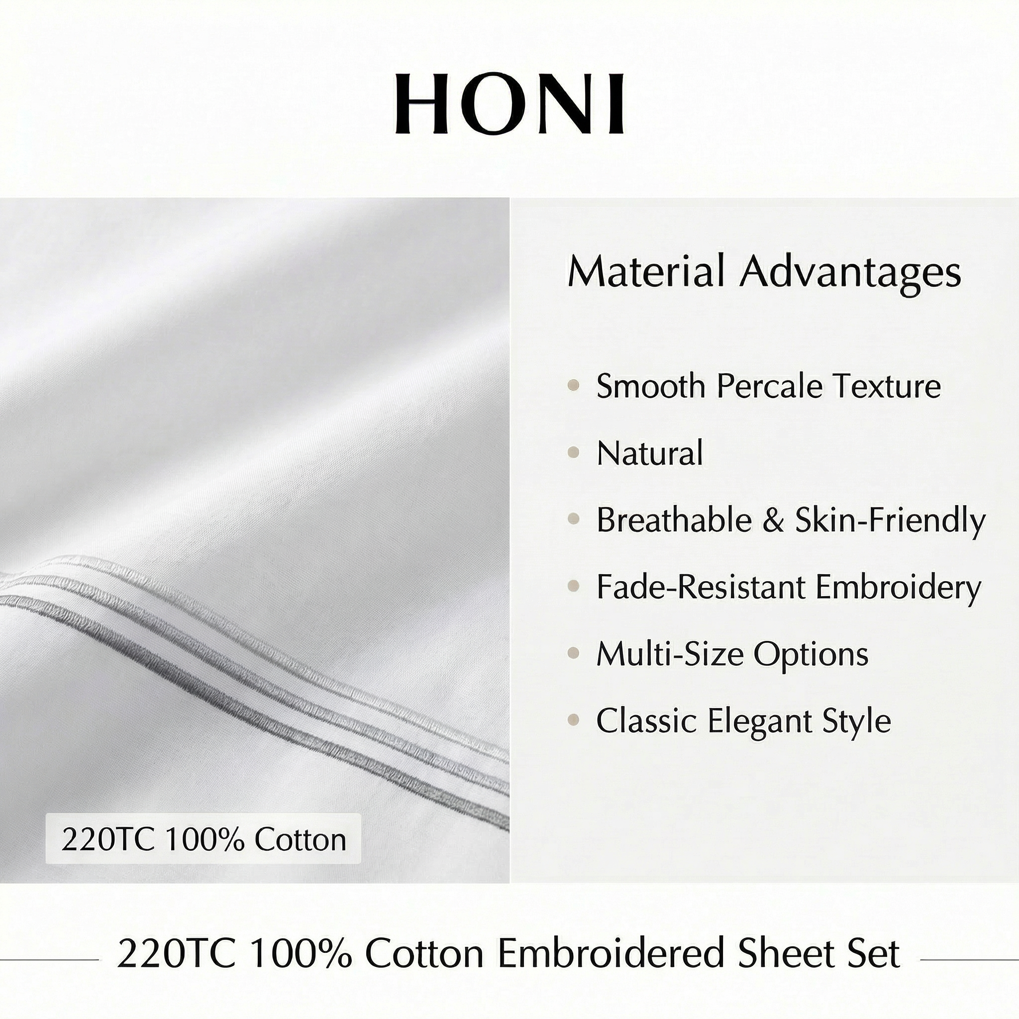 220TC 100% Cotton Sateen Embroidered Sheet Set – Dyed, Breathable & Stay-Put Fit