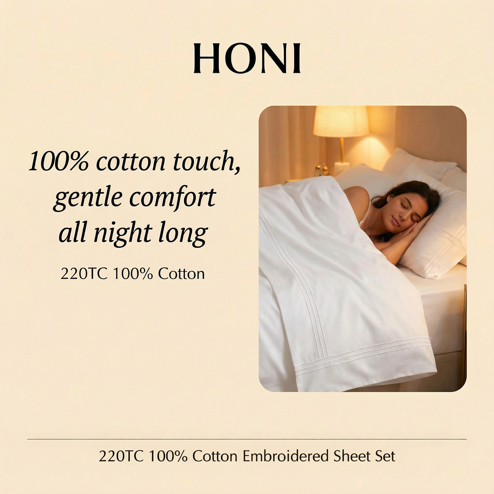 220TC 100% Cotton Sateen Embroidered Sheet Set – Dyed, Breathable & Stay-Put Fit