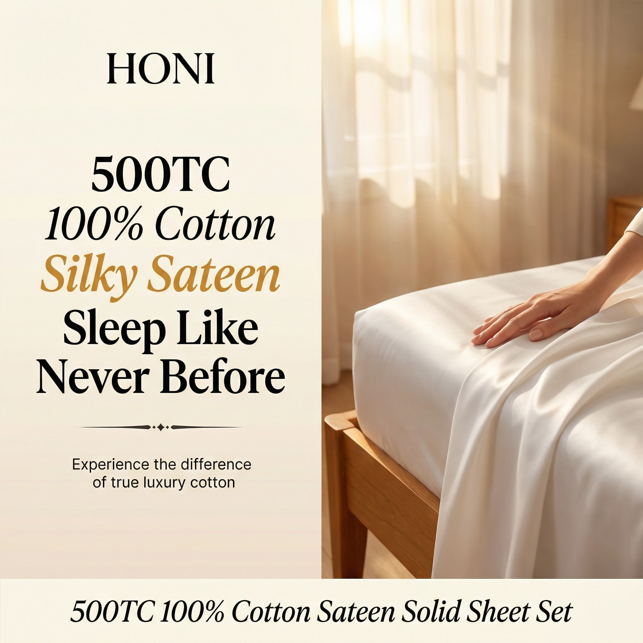 500TC 100% Cotton Sateen Dyed Sheet Set with Embroidered Header