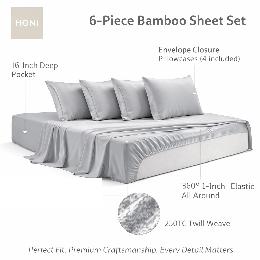 230TC 100% Bamboo Viscose Twill Dyed Sheet Set – Ultimate Cooling Sleep