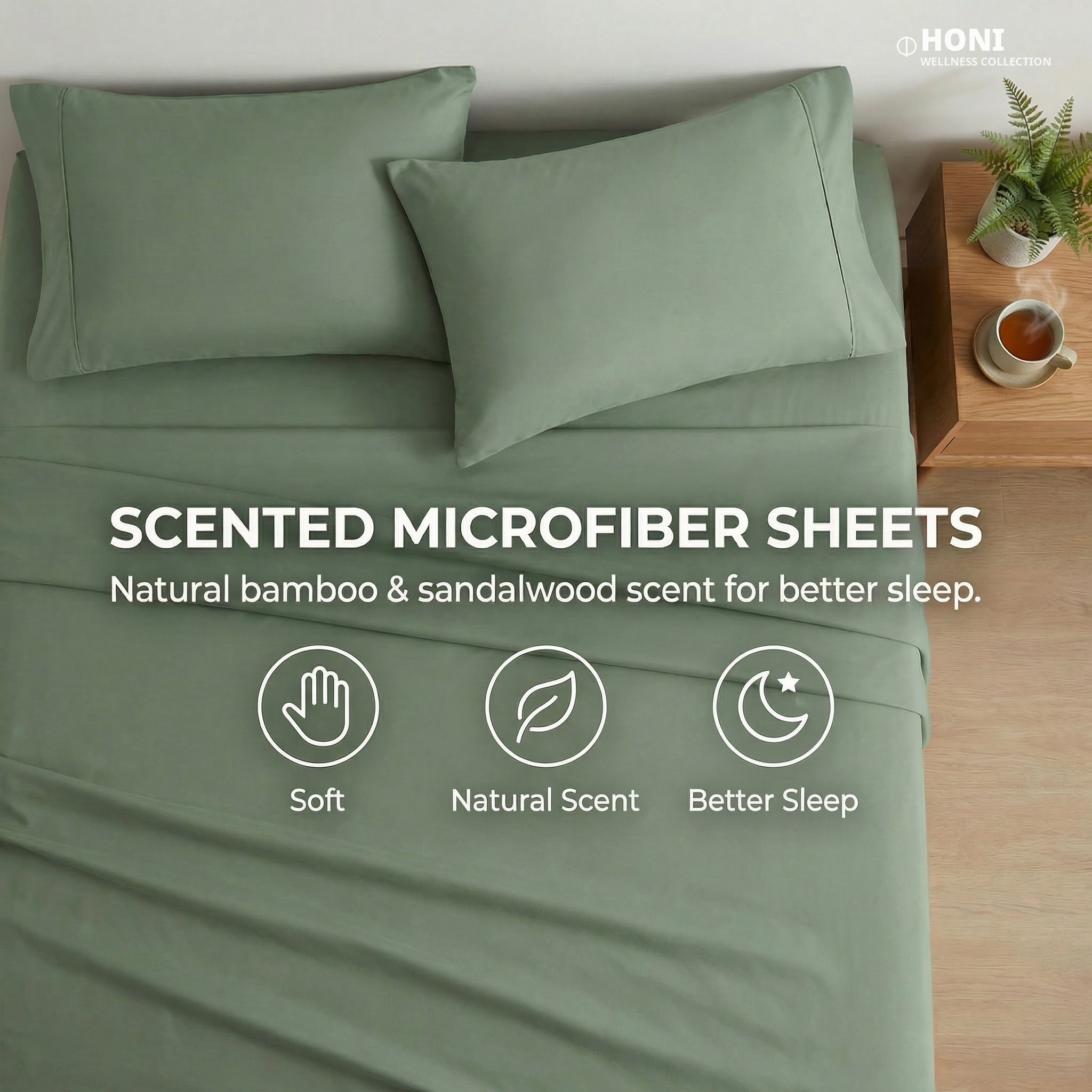 Aromatic Brushed Cotton Bedding Set – Long-Lasting Natural Scents (Bamboo / Sandalwood / Lavender) Wake Up Refreshed Every Morning