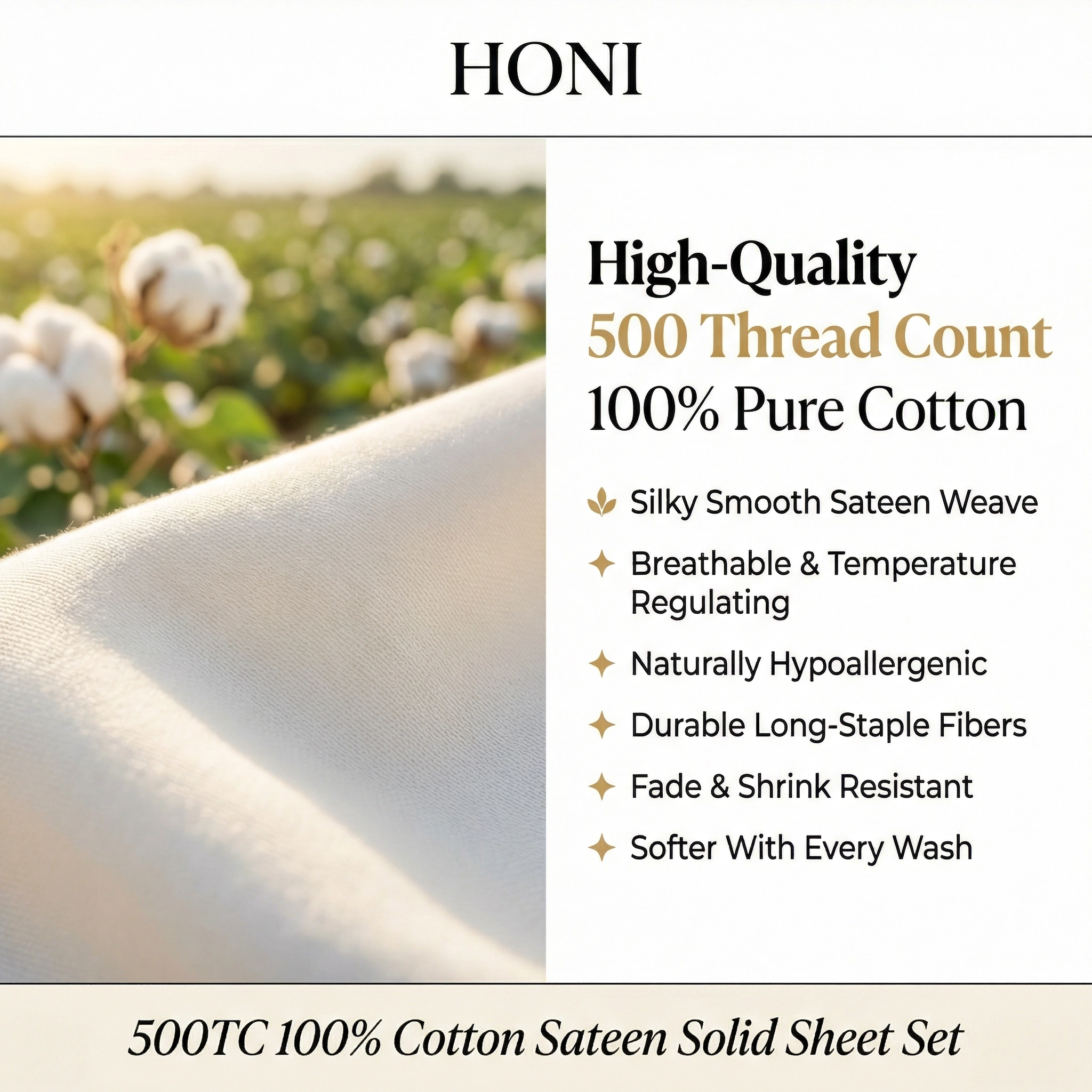 500TC 100% Cotton Sateen Dyed Sheet Set with Embroidered Header
