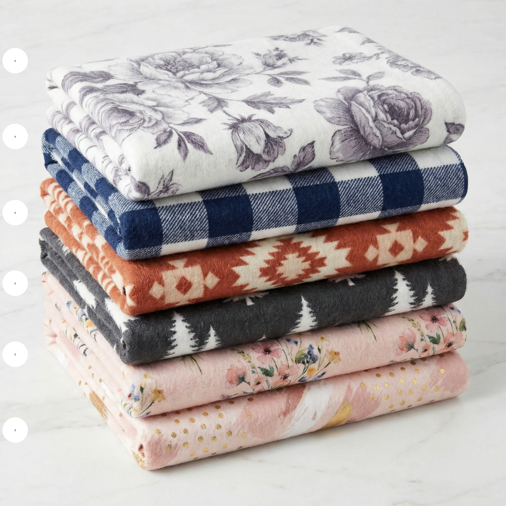 300gsm Printed Faux Mohair Blanket – Reversible 180gsm Flannel, Whipstitch Edge, Anti-Pilling, Machine Washable (50