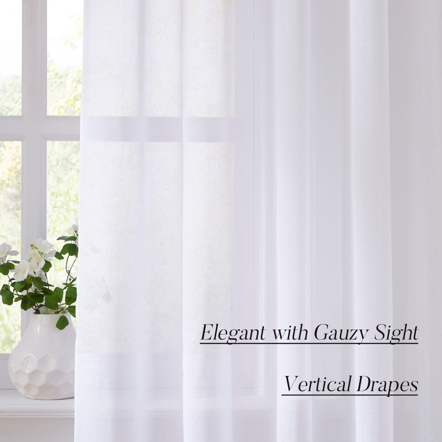 HONI 80GSM 100% Polyester Solid Color Sheer Curtain – Lightweight, Soft Light Filtering, Elegant Drape for Living Room, Bedroom, and Balcony