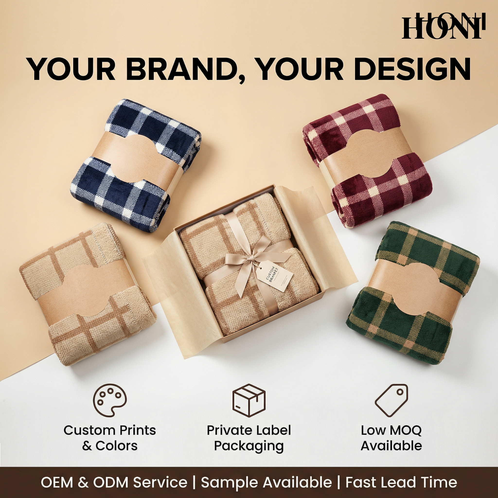 HONI 450gsm Pineapple Grid Pattern Printed Blanket – Thick, Soft & Multi-Purpose for Home, Travel & Gifting